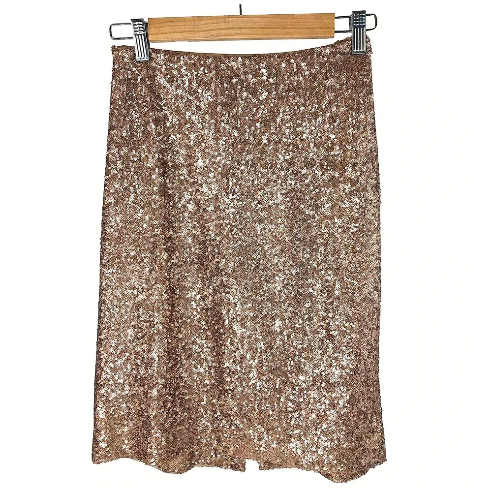 Gold Sequin Elegant Mini Skirt Short and Fully Lined Womens Size 8 US/38 EU